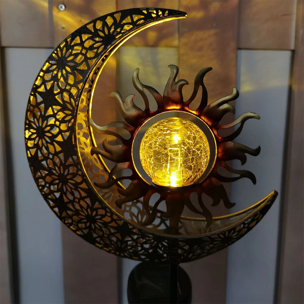 

Yard Art In Ground Iron Wedding Party Solar Powered Lawn Light Auto On Outdoor Garden Landscape Patio With Sun Decoration
