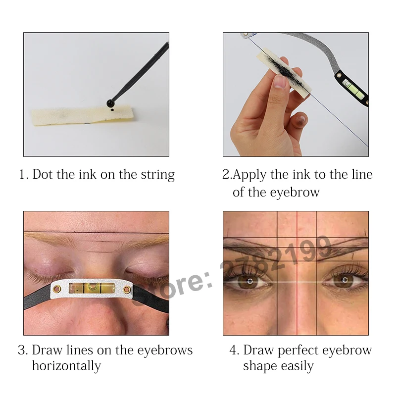 

10pcs Pre-Inked Eyebrow microblading Mapping string marker Ruler Horizontal Bead Mapping Ruler For Eyebrow Permanent Makeup