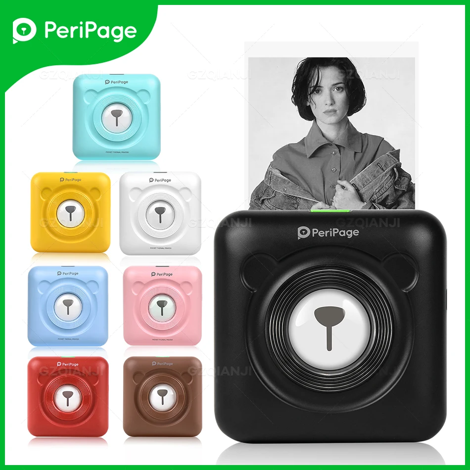 Мини-наклейка принтер Peripage A6 для печати этикеток, 8 видов цветных фотопринтеров, беспроводной принтер с Bluetooth для телефона - изображение
