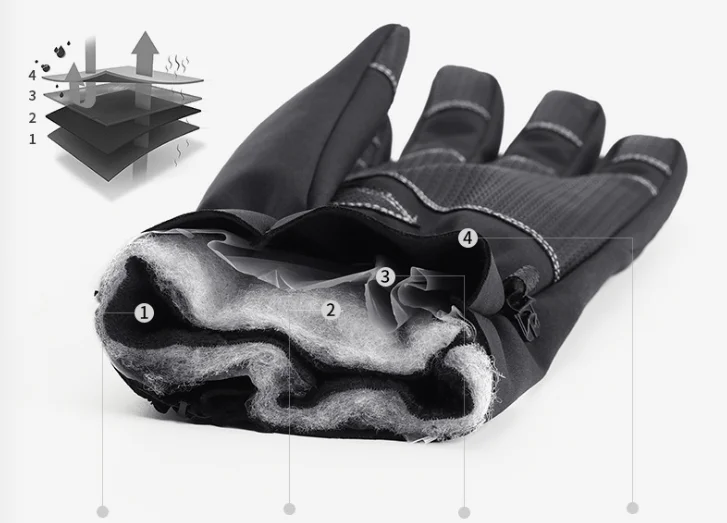 

Winter professional outdoor windproof ski gloves double waterproof riding mountaineering zipper touch screen plus velvet thicken
