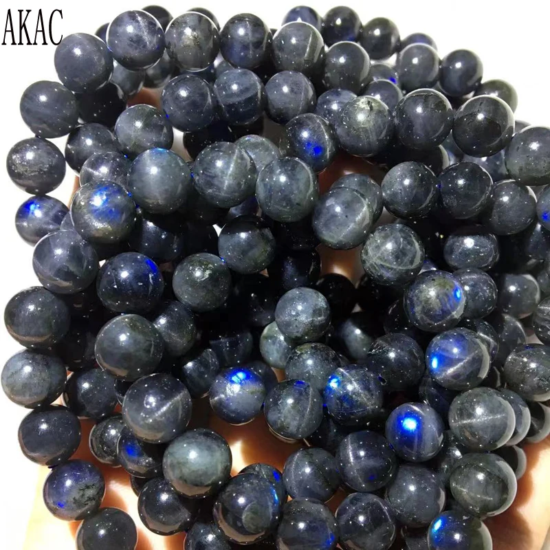 

1Bracelet AKAC approx10mm natural A+ black labradorite bracelet beads