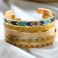 new trendy colorful enamel bangle geometric minimalist opening cuff bangle for men women fashion jewelry gift wholesale