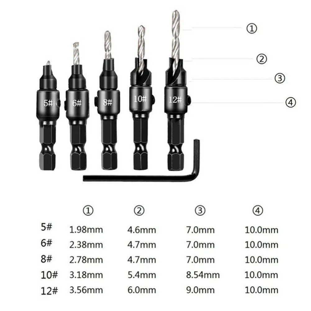 

14pcs HSS Wood Plug Hole Cutter Countersink Drill Bits Set For Woodworking Chamfered Plug Cutters Hex Wrench