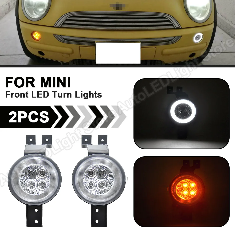 

2Pcs Full LED Halo Ring Front LED Turn Signal Lights Corner Lamp Position Light For MINI Cooper R50 R53 2000-2006 R52 2002-2008