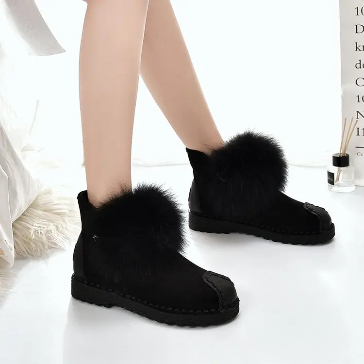 SWYIVY/зимняя обувь; черные ботинки; женская обувь; chaussure Femme; ; женские ботинки; Зимние ботильоны на меху; теплые зимние женские ботинки на плоской подошве