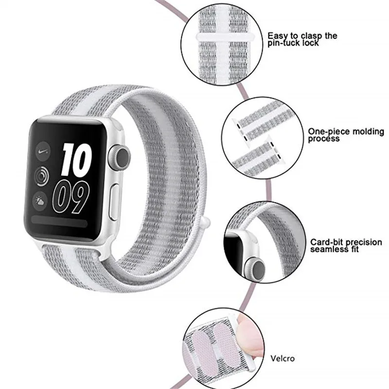 Нейлоновый спортивный кольцо ремешок для наручных часов Apple Watch серии 3/2/1 38 мм 42