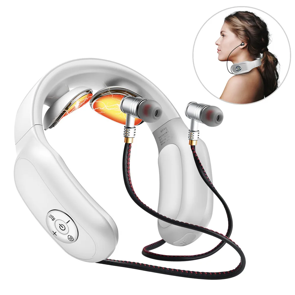 

Smart Electric Neck Massager With Bluetooth Headset Pain Relief Magnetic Pulse Therapy Vertebra Physiotherapy Health Care