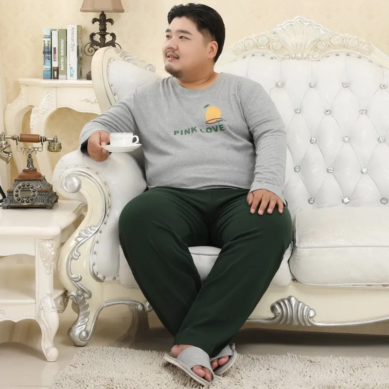 Мужской осенне-зимний хлопок 5XL XL пижамный комплект с круглым вырезом пуловер Пижама Костюм