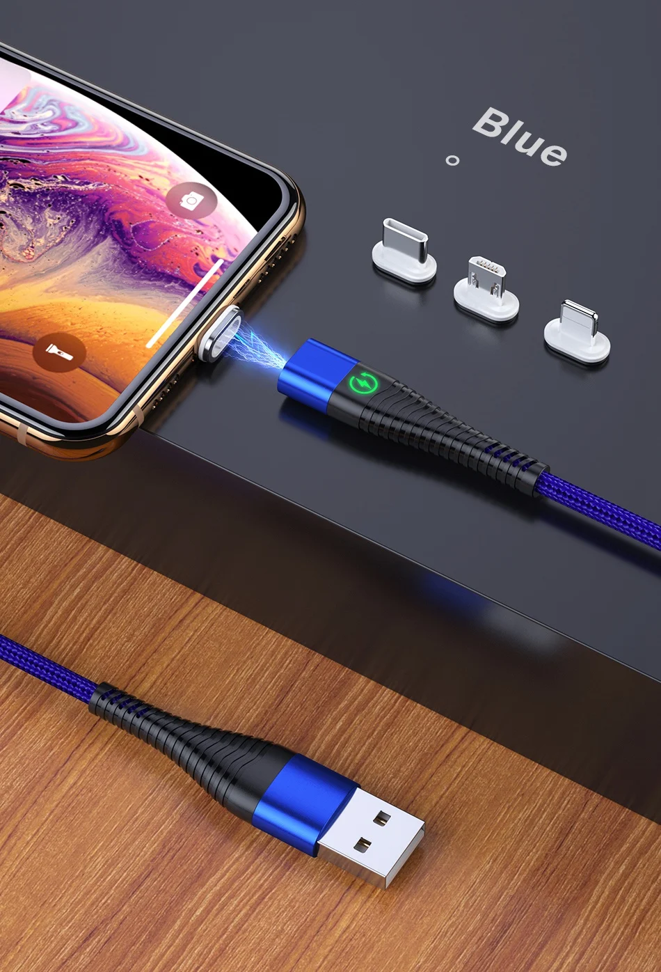 ROCK светодиодный светильник Магнитный зарядный кабель Micro USB кабель для iPhone XR XS Max X магнитное зарядное устройство usb type C зарядный провод шнур 1 м 2 м