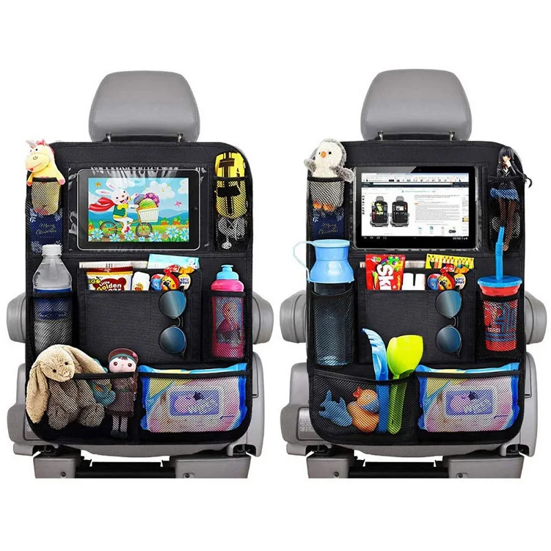 

2PC/1PC Car Back Seat Organizer Kids Car Backseat Cover Protector with Touch Screen Tablet Holder Kick Mats with Pocket for Toys