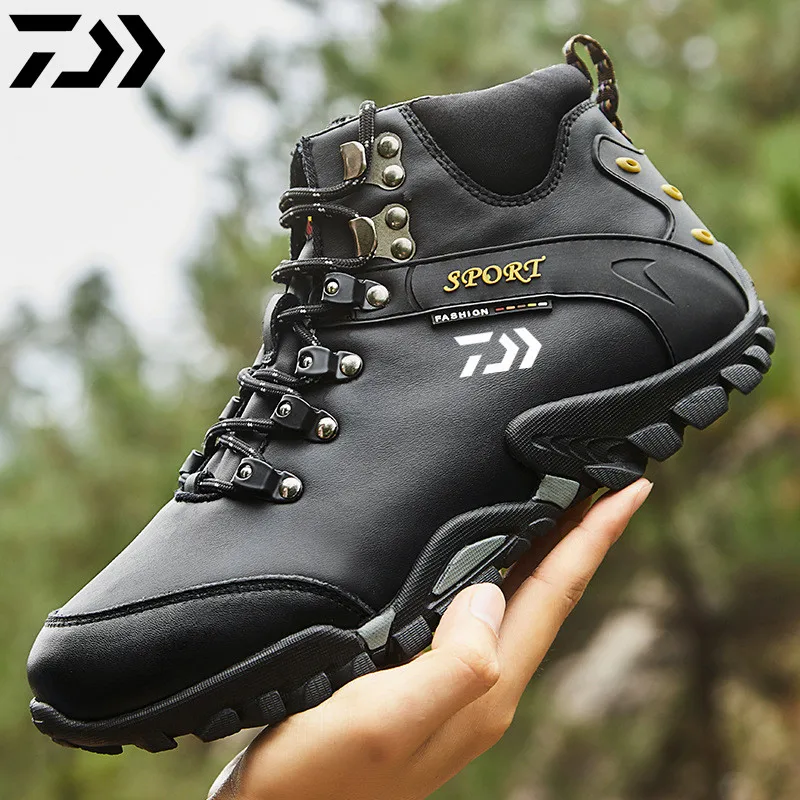 

2020 DAIWA Fishing Waterproof Shoes Men's Outdoor Winter Sports Round Head Frosted Breathable Warm Wear-resistant Martin Boots