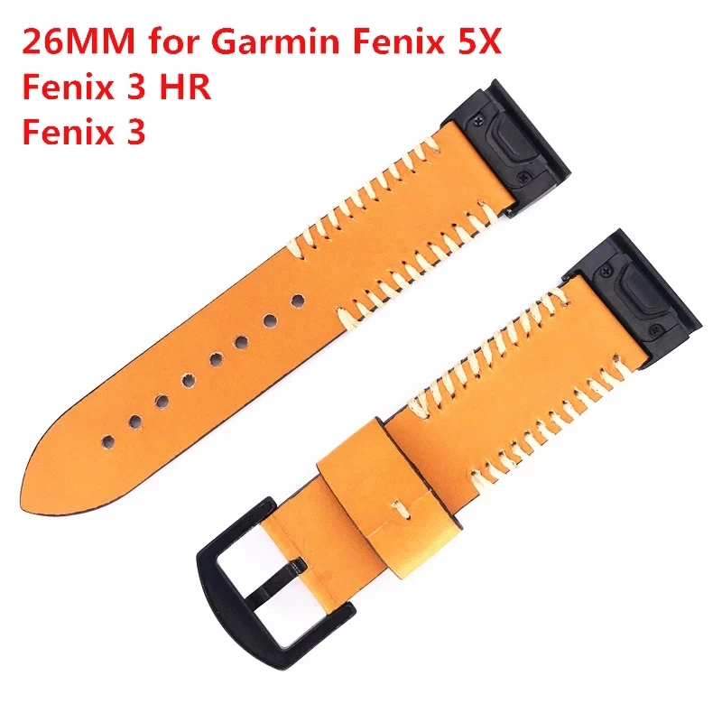 

Easy Fit Leather Watch Band Strap For Garmin Fenix 6X/5X/Fenix 3/Fenix 3 HR/D2 charlie/Desent MK1/Tactix Bravo/Foretrex 601 Belt