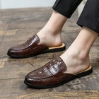 Дизайнерские Брендовые мужские роскошные полуботинки из кожи крокодила 45, мужские повседневные туфли, обувь для парикмахера, мужские шлепанцы