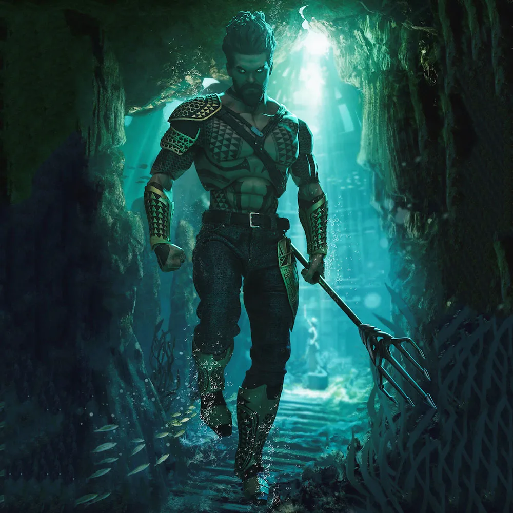 

AI-005 1/6 Scale 33cm Collectible Son of Aquaman King of Atlantis Atlas 12 inches Action Figure with Weapon Accessory