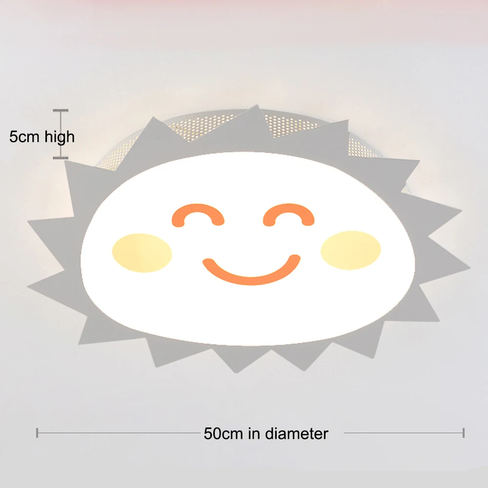 

Nordic 50cm Ceiling Lights children Room creative cartoon LED sun Smiling face Eye protection Decoration Luminaire