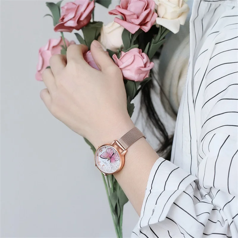 

Качеств в виде бабочки женские модные часы роскошные стразы женские наручные часы цвета: золотистый, стальные часы с сетчатым ремешком женс...