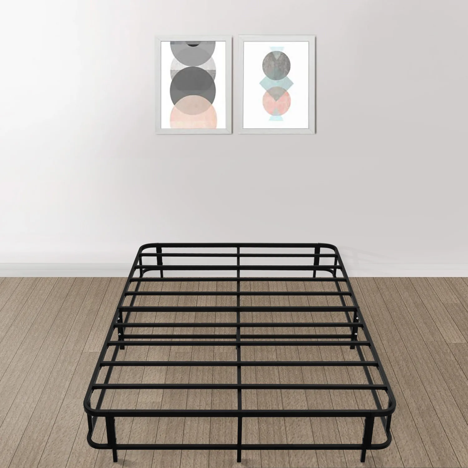 

US StockMetal Bed Frame Heavy Duty Bed Frame Mattress Holder Rack Portable Steel Bed Frame for Matteress Modern Furniture