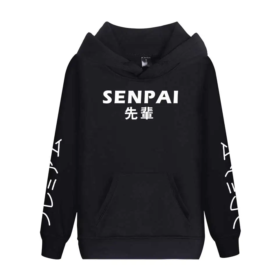 Новые Зимние флисовые мужские толстовки с принтом в стиле аниме Senpai свитшоты для