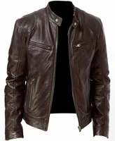 plus size motorcycle jackets fashion stand collar pocket solid male jacket coat outwear men leather jacket winter vintage zipper