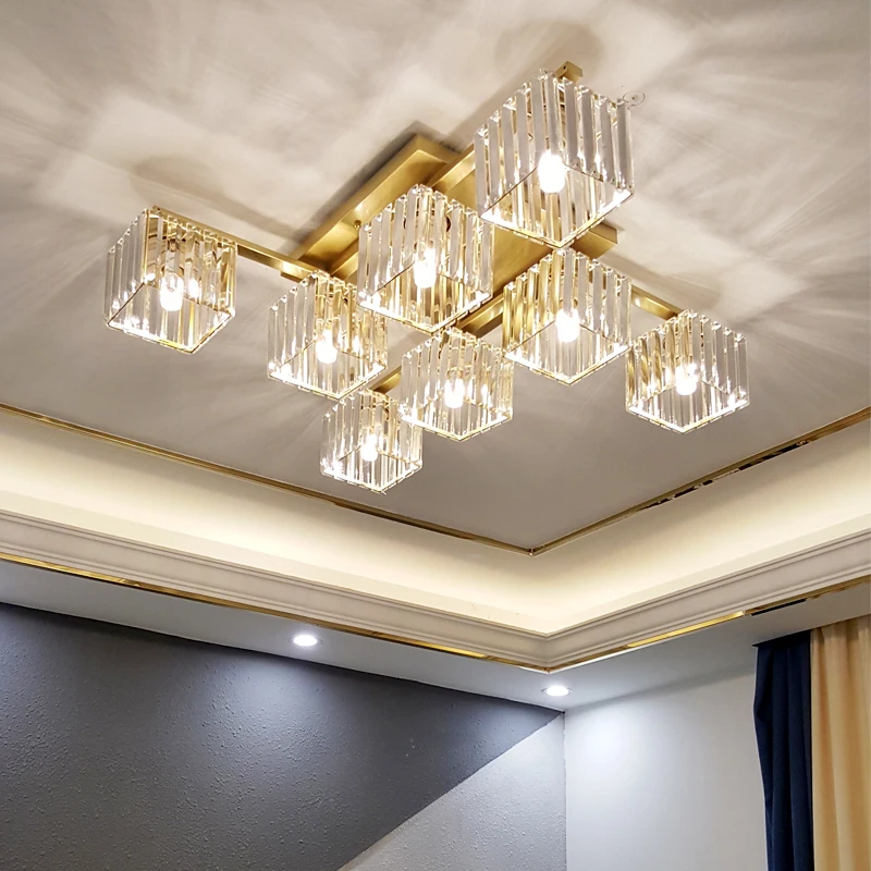 Современные Хрустальные потолочные светильники K9 квадратная светодиодная