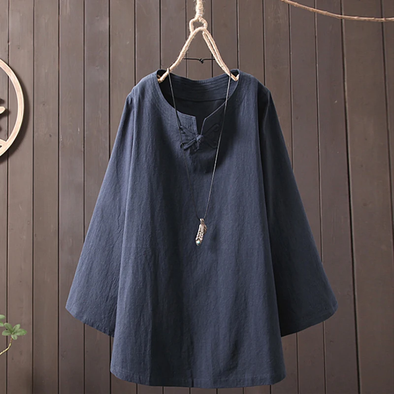 Женские хлопковые льняные топы и блузки женская рубашка с длинным рукавом v