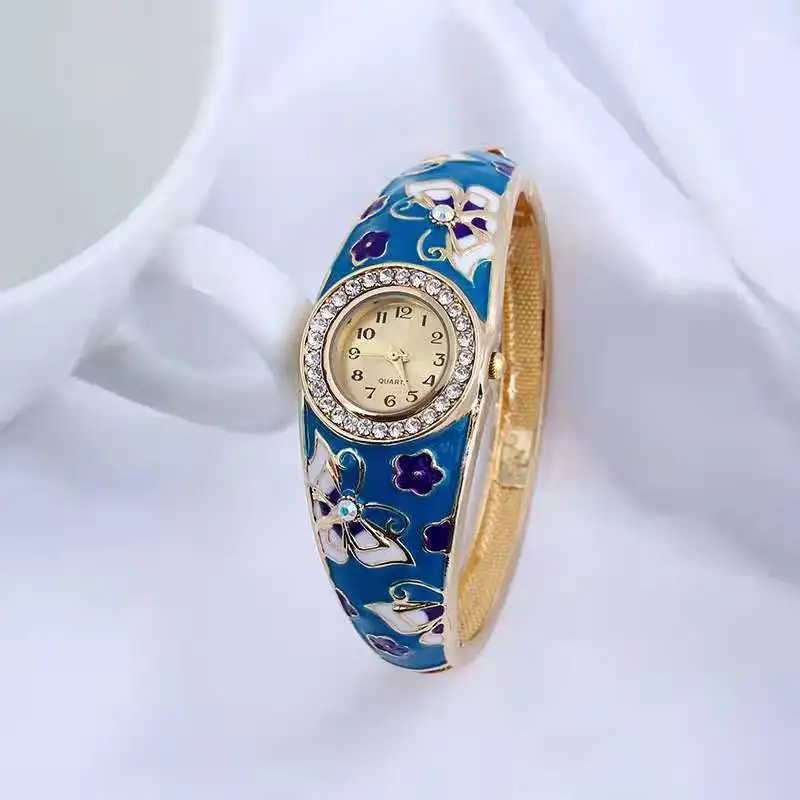 Эмаль перегородчатого цвета 18 К дворцовые Винтажные Украшения Простой браслет в