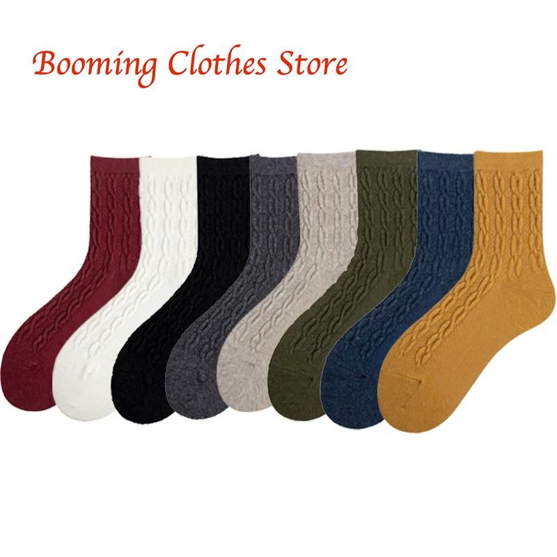 Новое Поступление Разноцветных объемных утолщенных шерстяных женских носков с