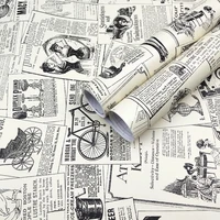 vinyl peel and stick vintage newspaper wall stickers self adhesive wallpaper for room decor shelf drawer liner home decor