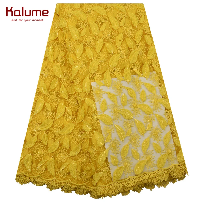 Kalume New Arrival 3D African Milk Silk Lace Fabric Pure White Sequins Nigerian French Mesh For Wedding Party F1853 | Дом и сад