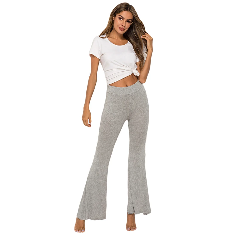 Высокая талия Модальные прямые брюки офисные женские длинные расклешенные