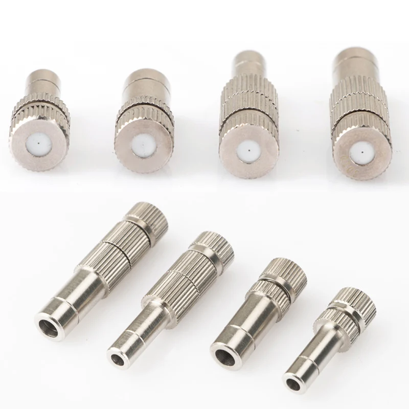 

50pcs 6mm Low Pressure misting Water Mist Nozzle Spray Nozzles Fog Sprayer Stainless Steel Garden Slip lock Quick Connectors