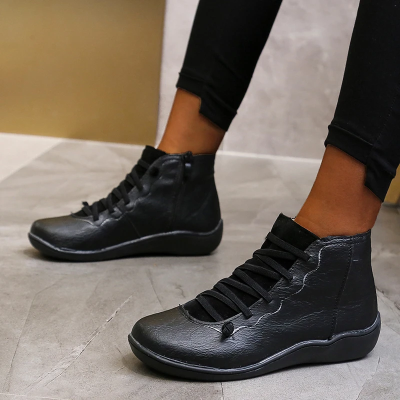 Женские зимние ботильоны из искусственной кожи Демисезонная обувь женские