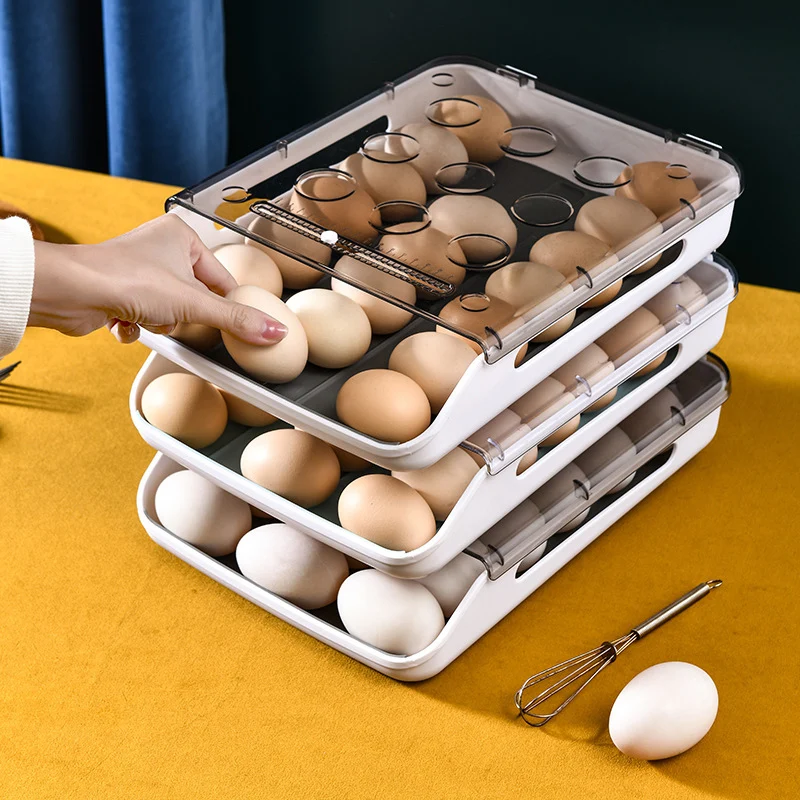

Egg Storage Box Single Layer with Lid Large Capacity Plastic Transparent Egg Case RT88
