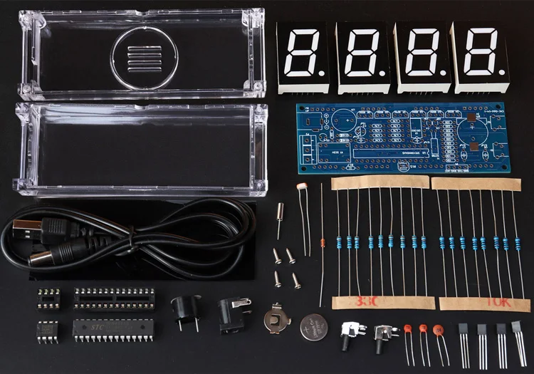 4-разрядный DIY цифровой светодиодный часы набор для самостоятельной сборки