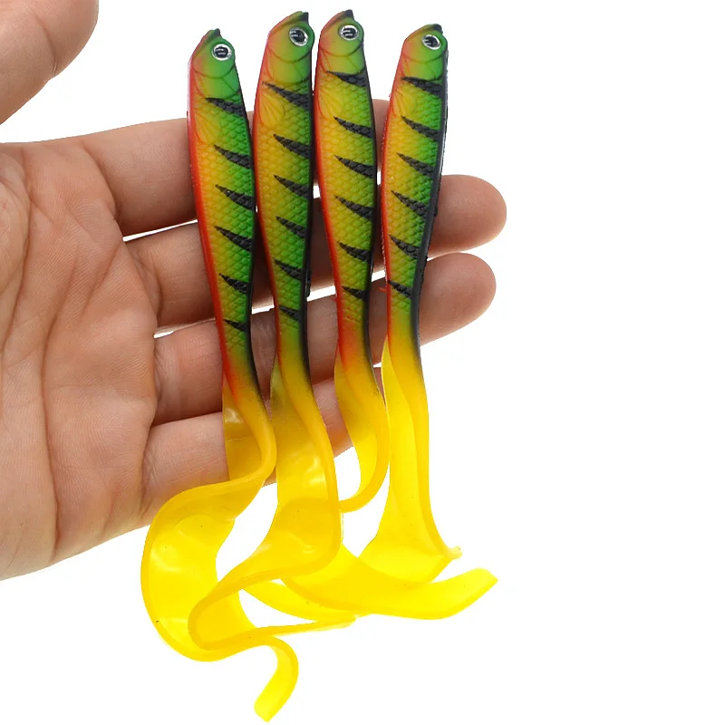 

4PCS 12.5cm 5.5g Fishing Lures Wobblers Lot Carp Fishing Soft Bait Swimbait Tail Grub Lures Silicone Artificial Fishing Tackle