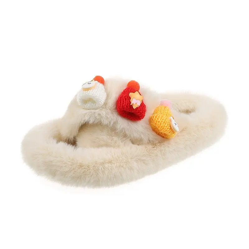 

winter slippers women Fluffy Slippers Shoes Cross Belt Fur Slippers Home Slides Sweet Cute Home Indoor Ladies Furry shoes warm
