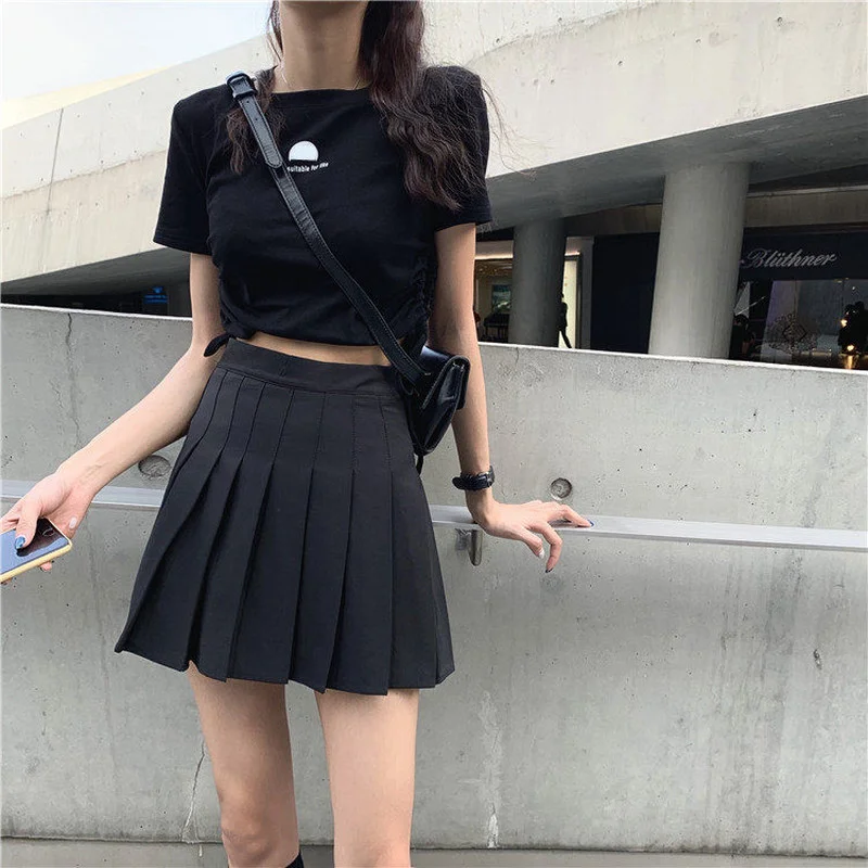 

Women Skirt Fashion High Waist Pleated Skirt Sweet Cute Girls Dance Mini Skirt Cosplay Preppy Uniform School Short Skirts XS-XL