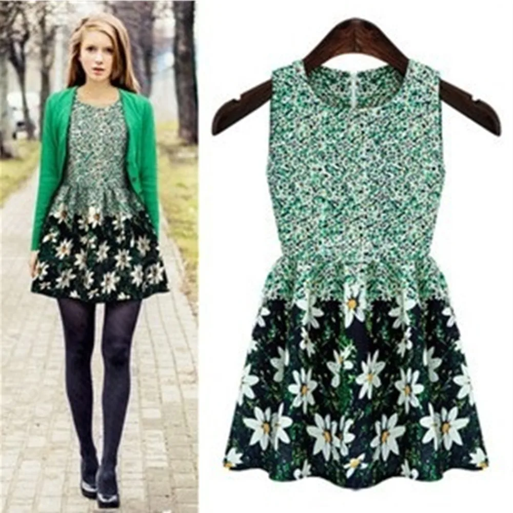 Женское льняное Платье До Колена с принтом в виде цветка маргаритки | Женская