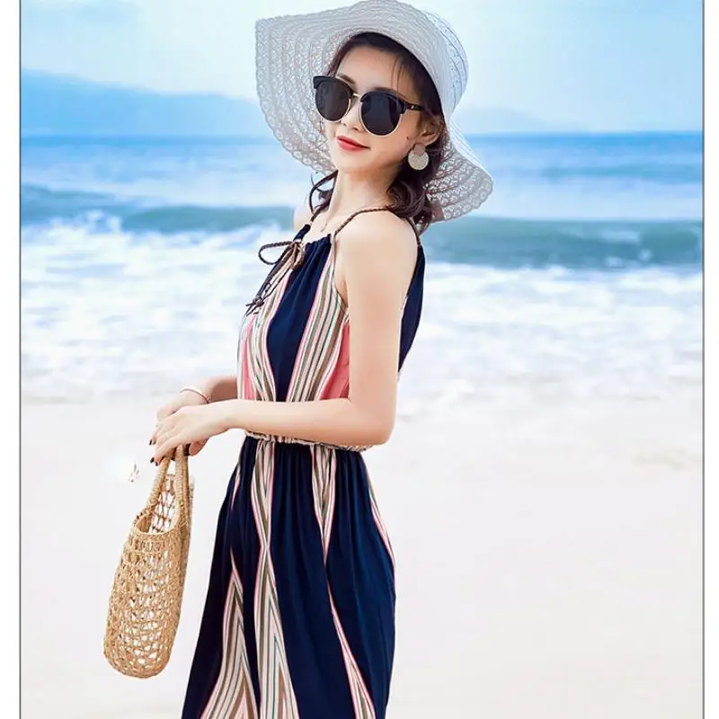 Женское длинное платье в богемном стиле без рукавов с цветочным принтом для