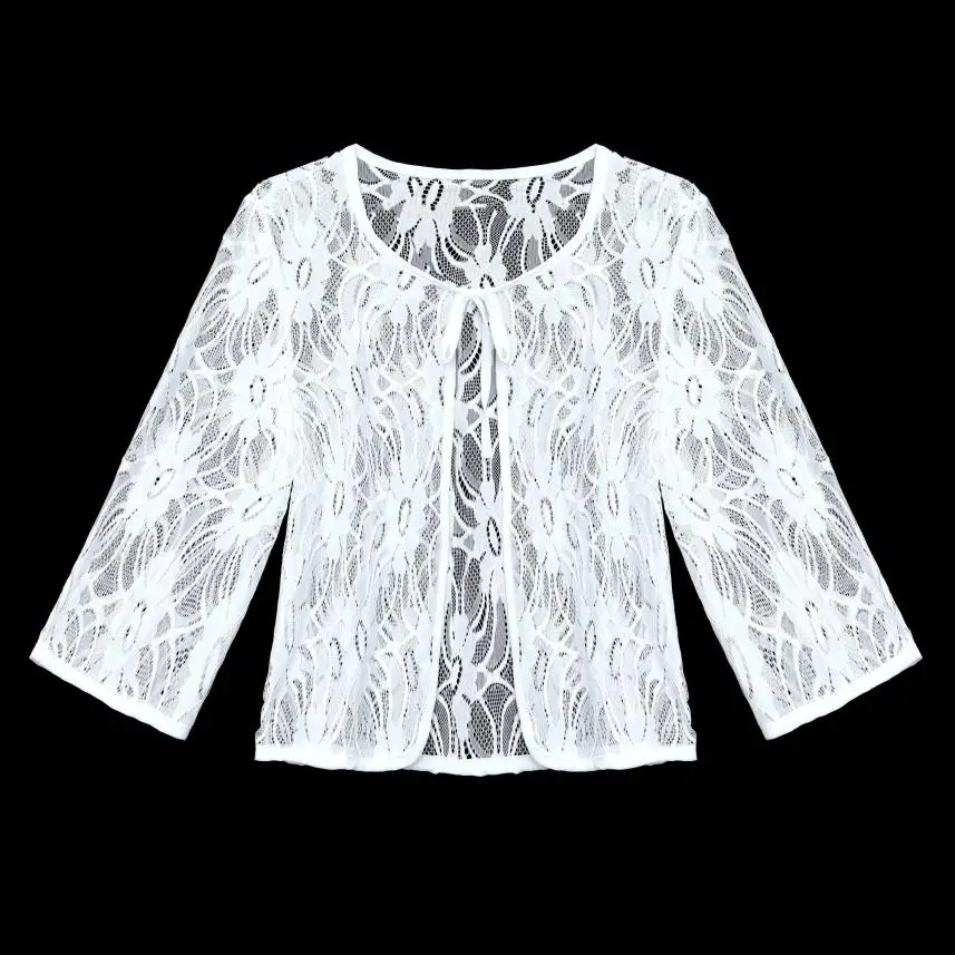 

Real Shot Summer Women's New Lace Blouse With Sleeves and Sun Protection Coat