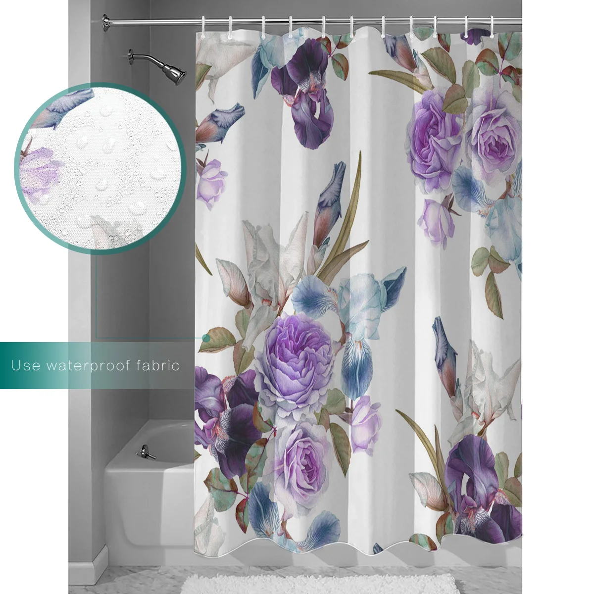 Ирис цветок фиолетовый синий букет занавеска для душа Водонепроницаемый