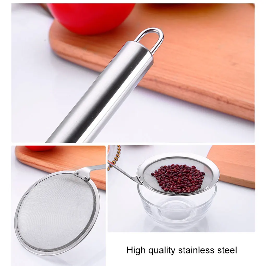 

Filter Spoon Stainless Steel Rustproof Skimmer Strainer Flour Sieve Colander Screen Mesh Tea Strainer Kitchen Oil Strainer, 12cm