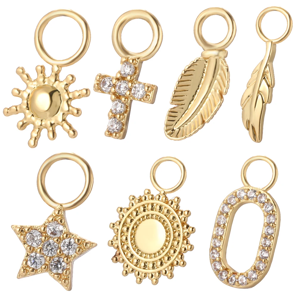 

5pcs/lot Sun Moon Star Charms Cross Leaf Dangle Gold Charm for Jewelry Making Supplies Diy Necklace Earrings Bracelet Keychain
