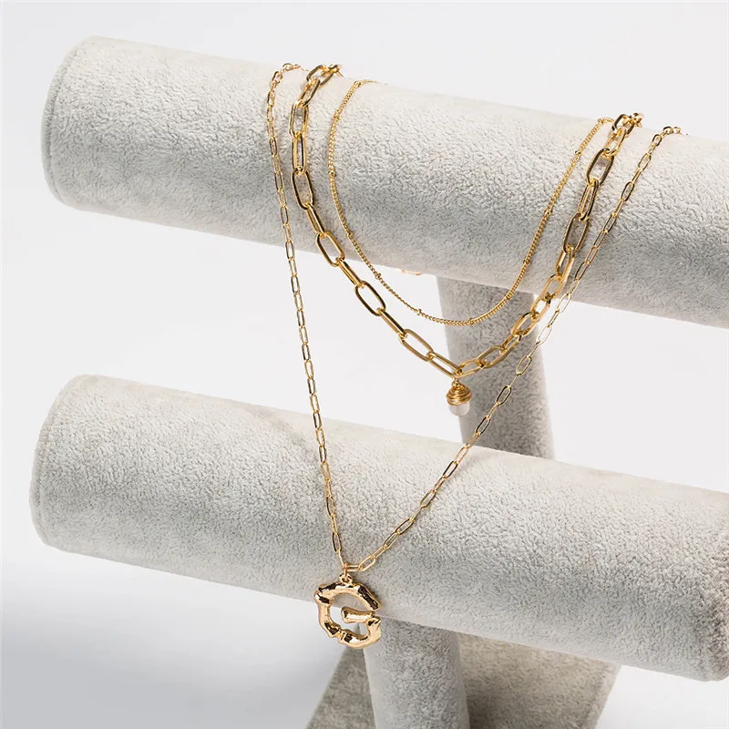 

Custom 26 Letters Name Necklaces With Pendant Gold Pearl Hip Hop Initial Letter G Link Chain Jewelry For Women Gift