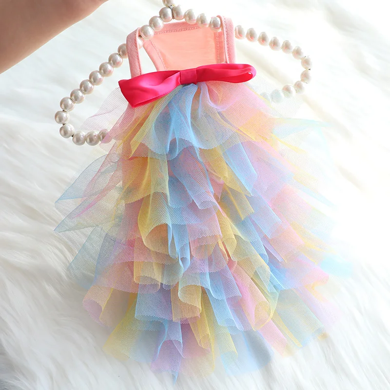 

Summer New Puppy Dog Princess Girl Dresses Fashion Pure Cotton Colorful Gradient Puffy Skirt Party Pet Clothes Outfits Chihuahua