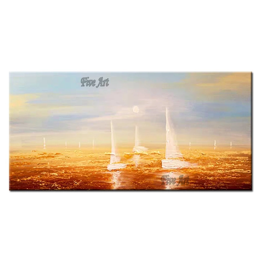 

Home Decorative Item Sunset Seascape Oil Painting Canvas Art Wall Hangings Picture 100% Hand Painted Acrylic Texture Paintings