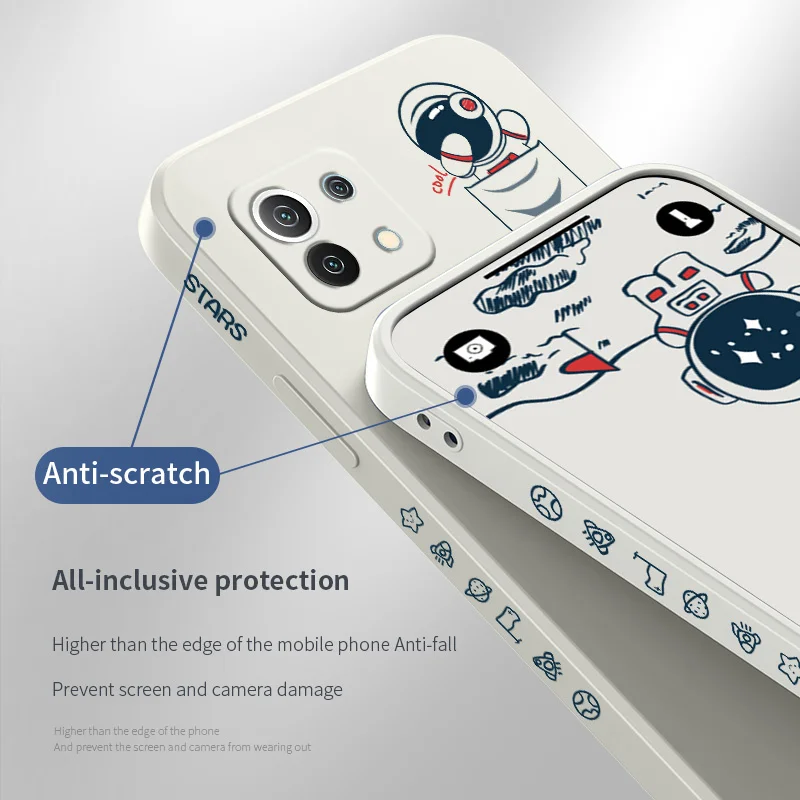 

Boarding Astronaut Case For Xiaomi Mi 11 10T 10 lite 9T Note 10 Redmi Note 9 9T 8 8Pro 7 7Pro 9 9A K40 K30 Liquid Silicone