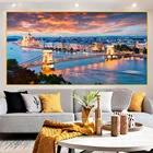 Современные картины на холсте с панорамой в Испании, пейзаж в Будапеште, плакаты и принты, Пейзаж С закатом в Испании для украшения гостиной