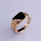 Классическое кольцо Стразы золотого цвета обручальное кольцо высококачественные черные эмалевые кольца мужские ювелирные изделия подарок Вечерние