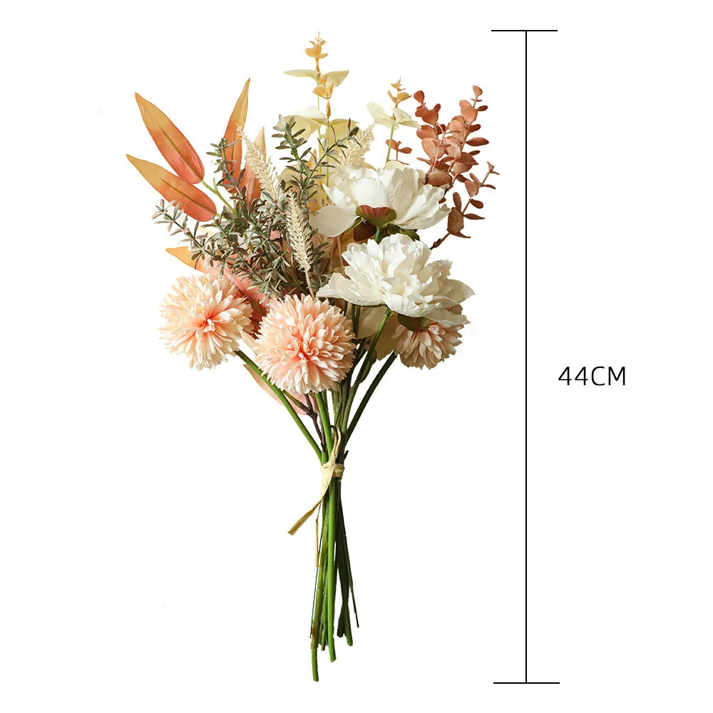 

European Artificial Flowers Bouquet For Home Party Decoration Wedding Bouquet Flowers 38cm Bulrush Silk Hydrangea Fake Flowers
